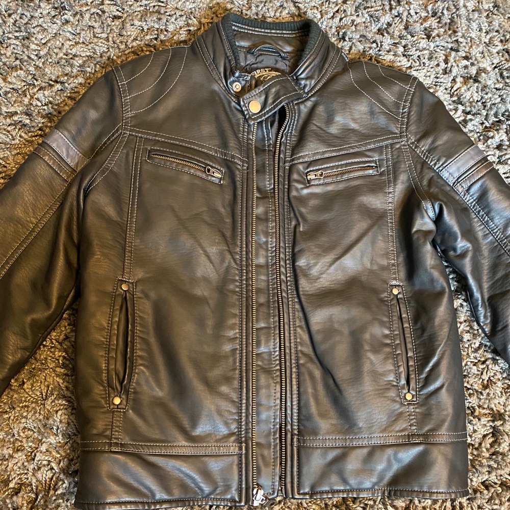 Faux leather Moto jacket boys size 10-12